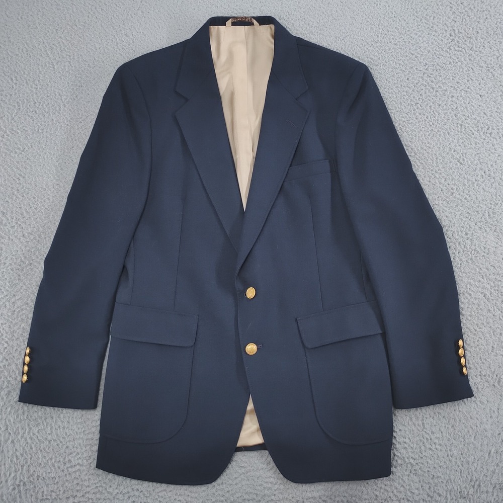 VTG Arnold Palmer Jacket Mens 40R Navy Single Breasted Gold Metal Buttons Blazer